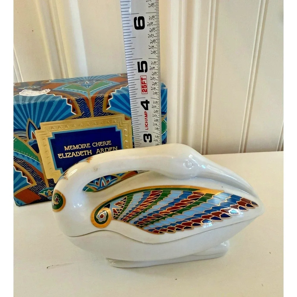 Vintage Elizabeth Arden Memoire Cherie Bird Trinket Box‎ Treasures Japan Boxed
